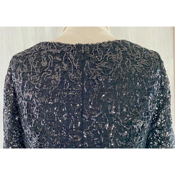 JASMINE BLACK LABEL Grace Sequin Lace V Neck Dress - Picture 5 of 8